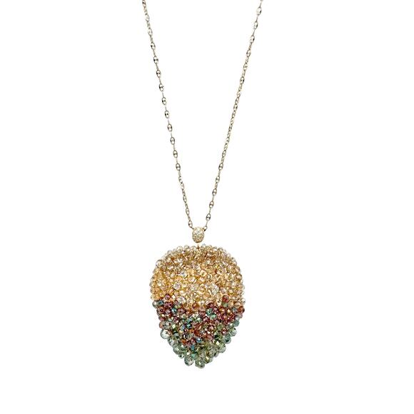 THEIA Jewelry Long Leaf drop pendant necklace in Gold Green - Picture 1 of 8